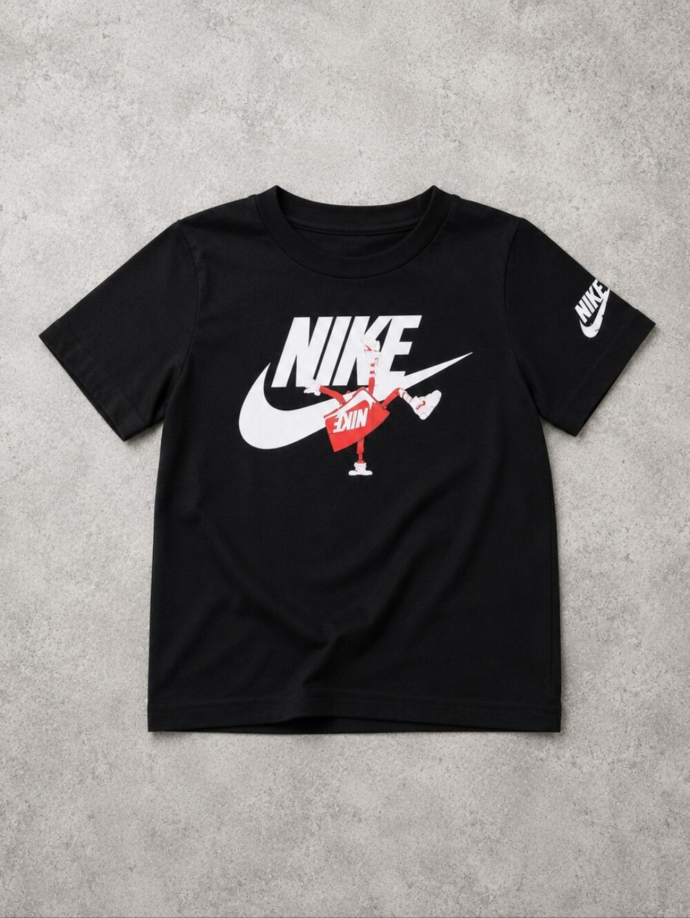 Nike Boys Size 5-6 Black Swoosh Graphic T-Shirt Short Sleeve
